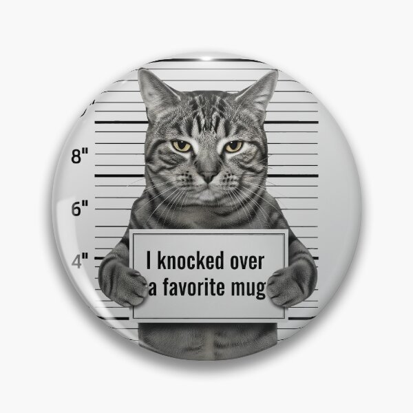 Item preview, Guilty Cat Mugshot - I Knocked Over a Favorite Mug Funny Cat Crime Scene designed and sold by Darkifun.