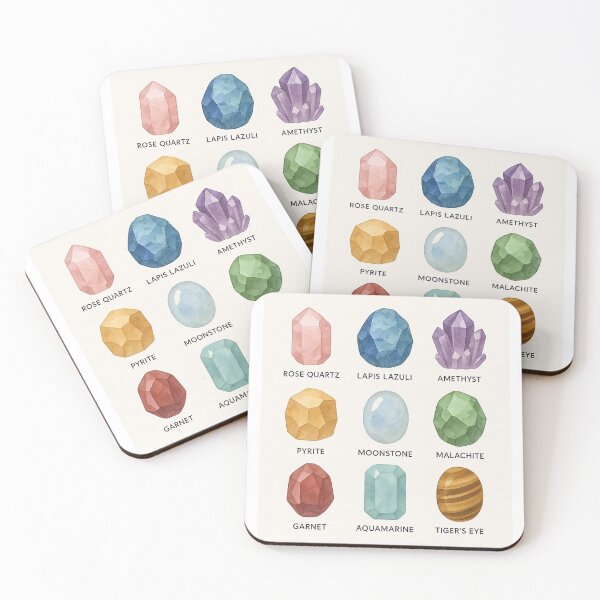 Item preview, Pastel Crystal Collection – Watercolor Gemstone Grid  designed and sold by JuliJoy.
