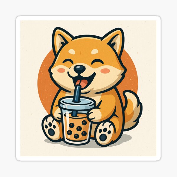 Item preview, Fox drinking Bubbletea designed and sold by BoriStudio.