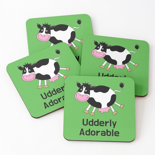 Item preview, Udderly Adorable Funny Cow Cartoon – Cute Farm Animal Pun designed and sold by CuteCartoon.