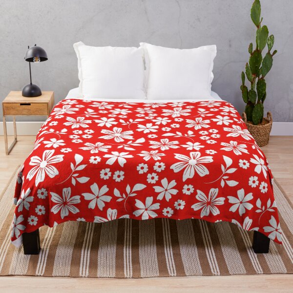 Item preview, White Flower on Red Seamless Repeat designed and sold by Sharon Schwalbe.