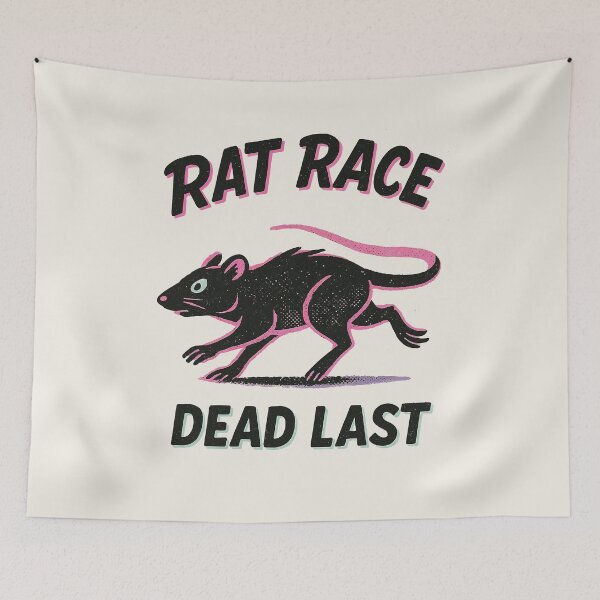 Item preview, Rat Race Dead Last – Funny Anti-Hustle Retro Rodent Design	 designed and sold by Victor Shadehorn.