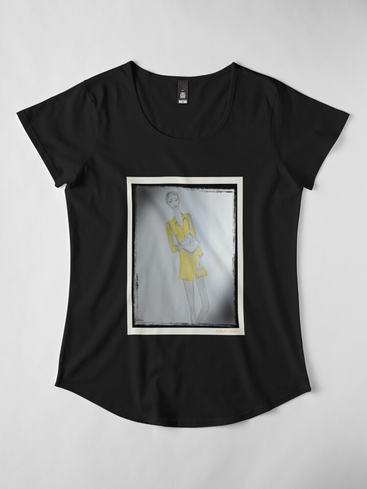 Alternate view of Girl Wearing A Yellow Shirt Dress (Fashion Illustration) Premium Scoop T-Shirt
