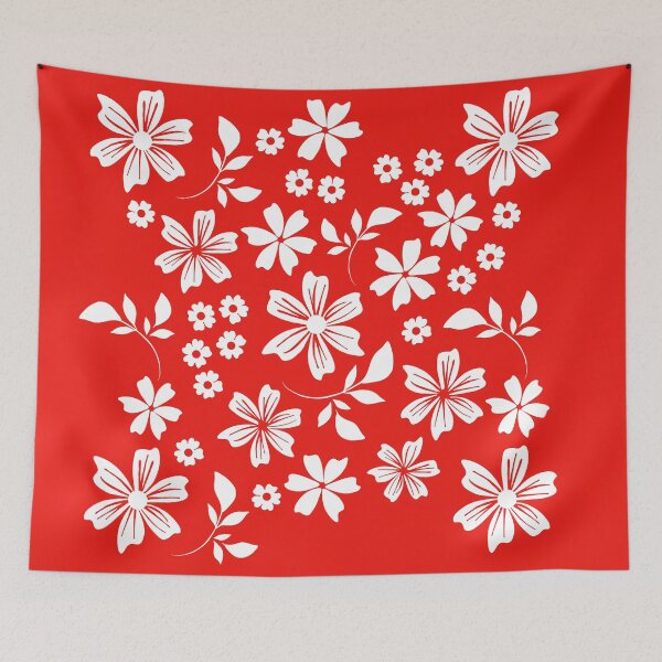 Item preview, White Flower on Red Art designed and sold by Sharon Schwalbe.