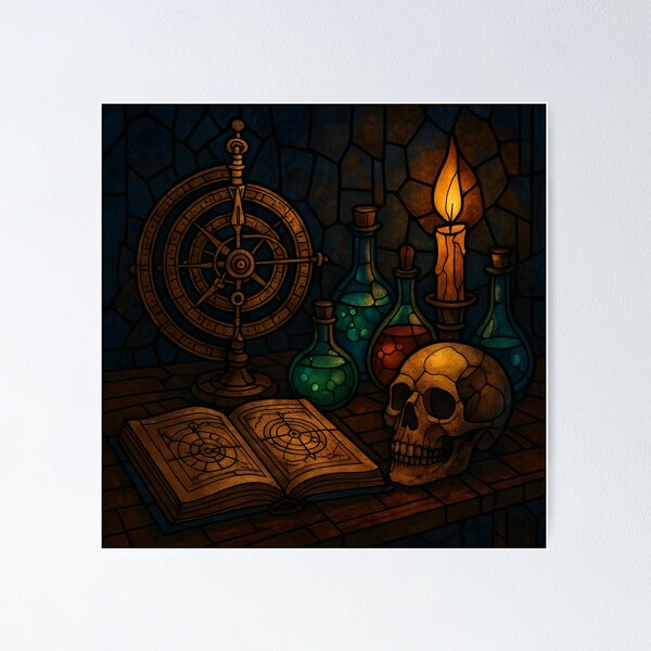 Artikelvorschau, Dark Academia Alchemist Stillleben entworfen und verkauft von AetherLightArt.