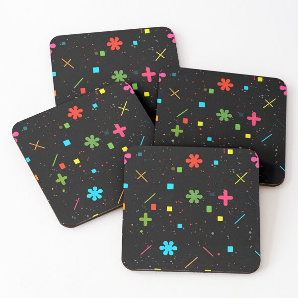 Item preview, Retro Confetti Symbols Pattern on Black designed and sold by bubblegoth.
