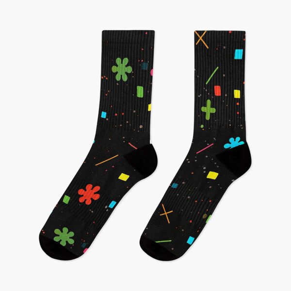 Item preview, Retro Confetti Symbols Pattern on Black designed and sold by bubblegoth.