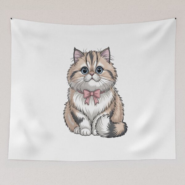 Item preview, Cute Fluffy Cat with Pink Bow Sticker designed and sold by stylishsketcher.