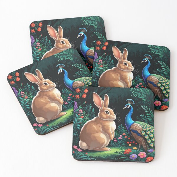 Item preview, Bunny and peacock co existing in an eco friendly world designed and sold by Nature's Palette.