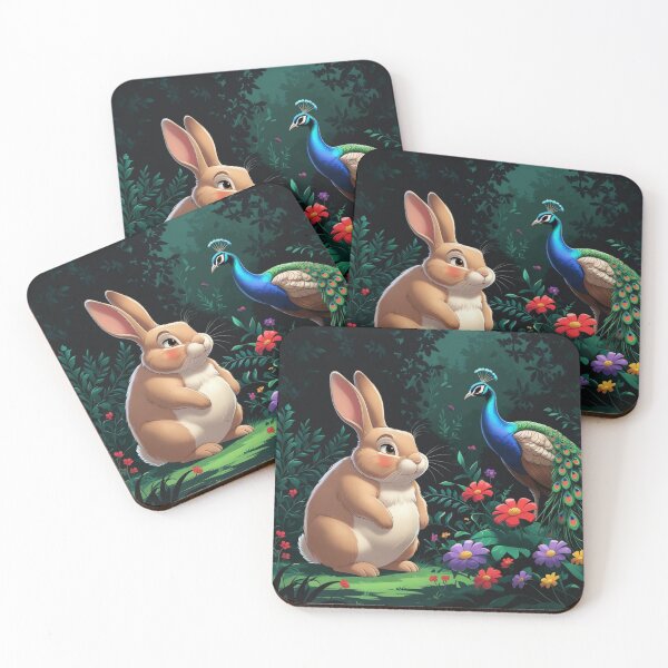 Item preview,  Bunny and peacock co existing in the animal kingdom designed and sold by Nature's Palette.