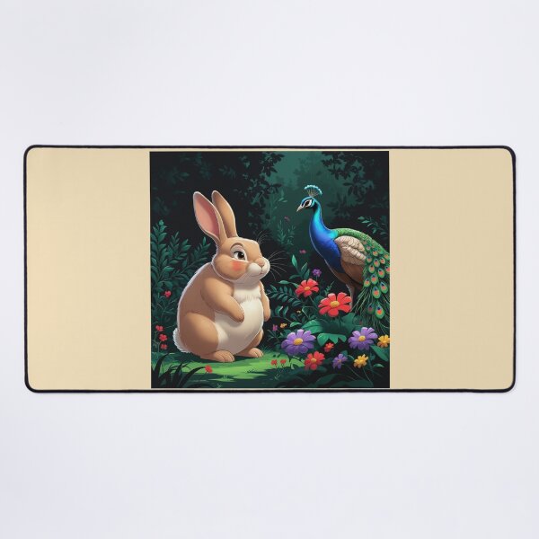 Item preview,  Bunny and peacock co existing in the animal kingdom designed and sold by Nature's Palette.