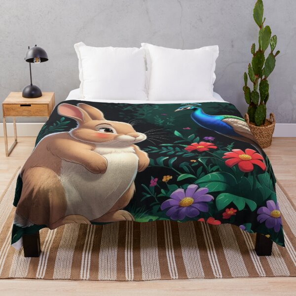 Item preview, Bunny and peacock co existing in the animal kingdom designed and sold by Nature's Palette.