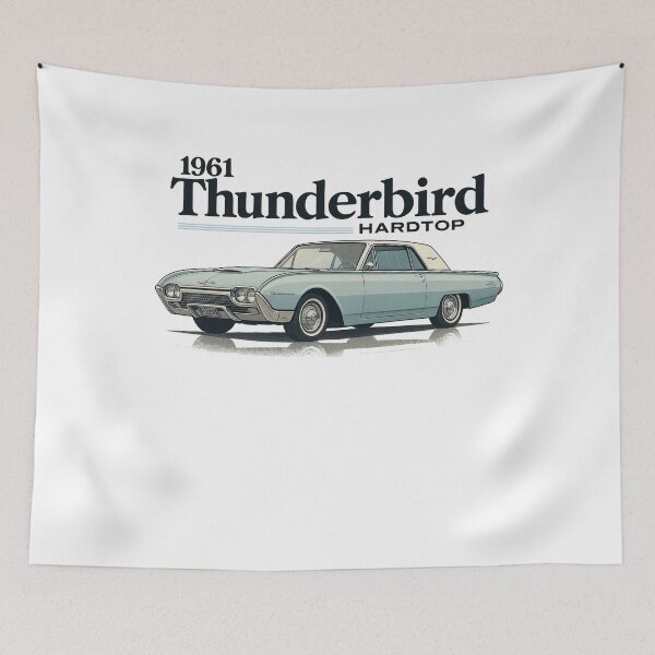 Item preview, 1961 Ford Thunderbird Hardtop Retro Classic in Light Blue and White designed and sold by TheArtOfCar.