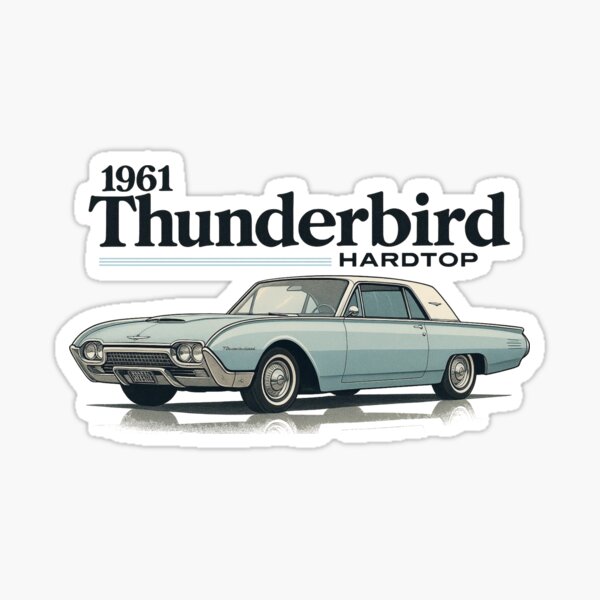 Item preview, 1961 Ford Thunderbird Hardtop Retro Classic in Light Blue and White designed and sold by TheArtOfCar.