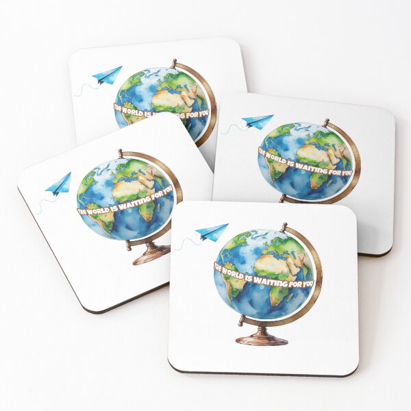 Item preview, The World is Waiting for You – Globe and Paper Airplane Motivational Art designed and sold by Yuli Club.