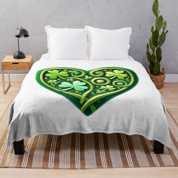 Item preview, Lucky Clover Heart Art - Irish Green Four-Leaf Clover Design designed and sold by HustleBossLady247.