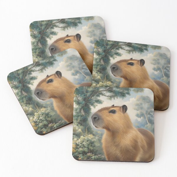 Item preview, Capybara in the Forest – Oil Painting Style designed and sold by EmeraldeaArt.