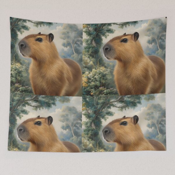 Item preview, Capybara in the Forest – Oil Painting Style designed and sold by EmeraldeaArt.