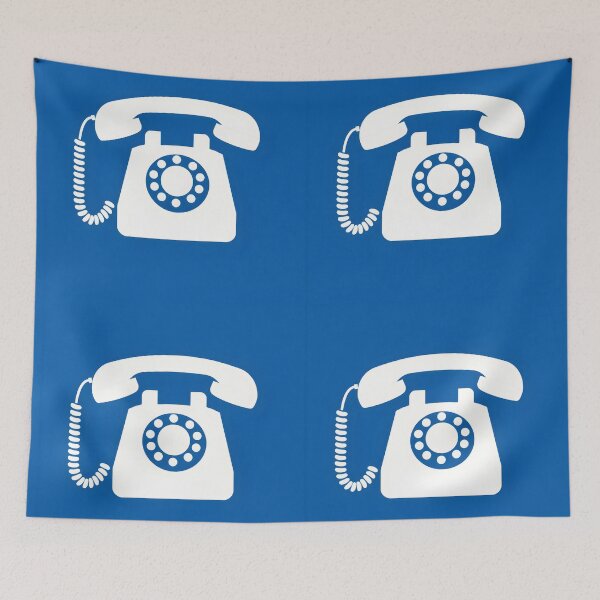 Item preview, Retro Telephone Icon – White on Blue Background Flat Style designed and sold by EmeraldeaArt.