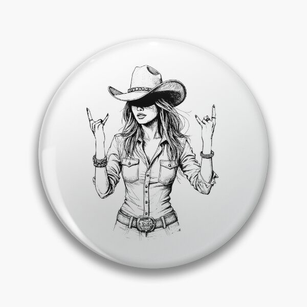 Item preview, Cowgirl Rock Sign Black & White Western Rebel Girl Illustration designed and sold by Rosaliartbook.
