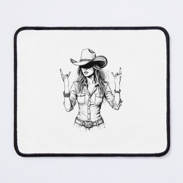 Item preview, Cowgirl Rock Sign Black & White Western Rebel Girl Illustration designed and sold by Rosaliartbook.