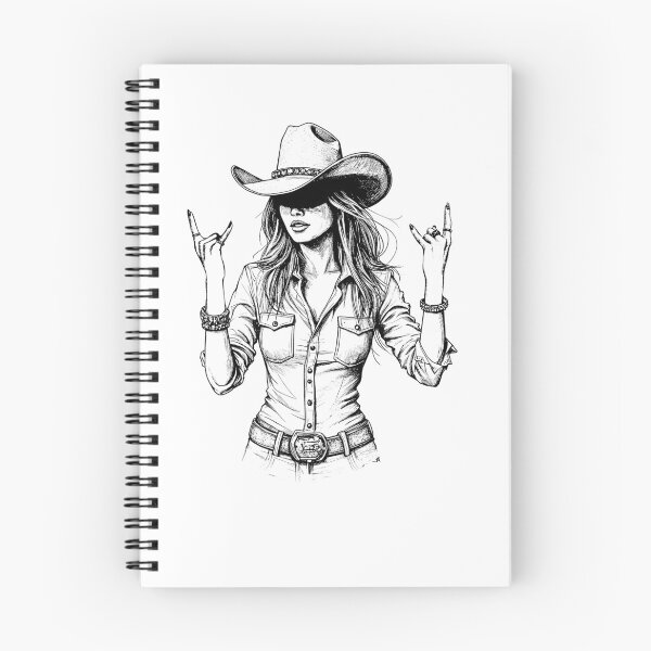 Item preview, Cowgirl Rock Sign Black & White Western Rebel Girl Illustration designed and sold by Rosaliartbook.