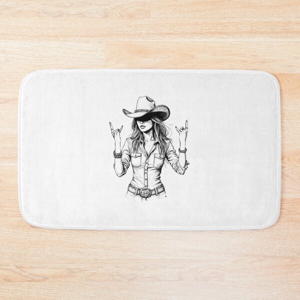 Item preview, Cowgirl Rock Sign Black & White Western Rebel Girl Illustration designed and sold by Rosaliartbook.
