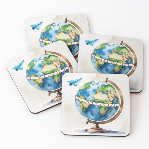Item preview, Watercolor Globe and Paper Airplane Motivational Art designed and sold by Yuli Club.