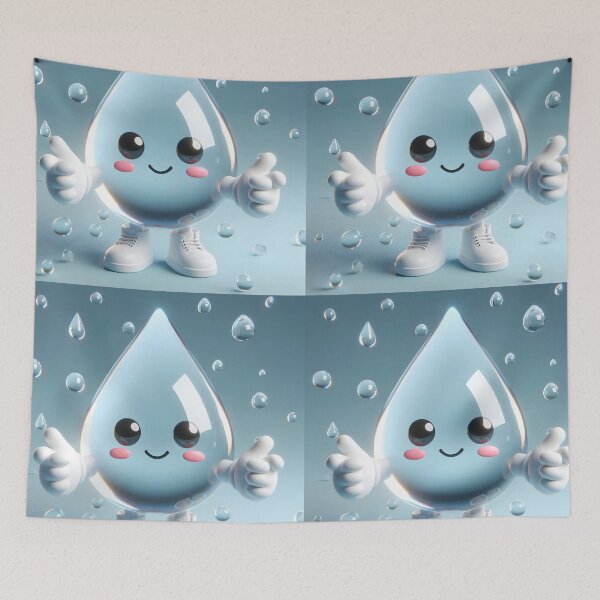 Item preview, Cute Pastel Waterdrop Character with White Shoes and Falling Drops designed and sold by EmeraldeaArt.