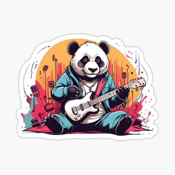 Vista previa del artículo con la obra «Panda tocando un concierto», diseñado y vendido por Karaz's Animal Kingdom.