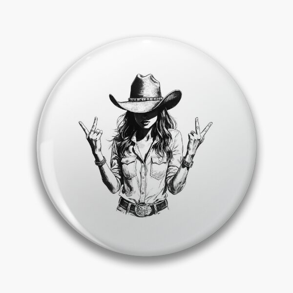Item preview, Cowgirl Peace Sign Black & White Vintage Western Girl Art designed and sold by Rosaliartbook.