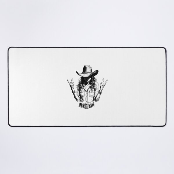 Item preview, Cowgirl Peace Sign Black & White Vintage Western Girl Art designed and sold by Rosaliartbook.
