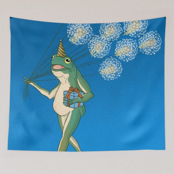 Item preview, Birthday Frog with Dandelion Balloons designed and sold by ECMazur Art.