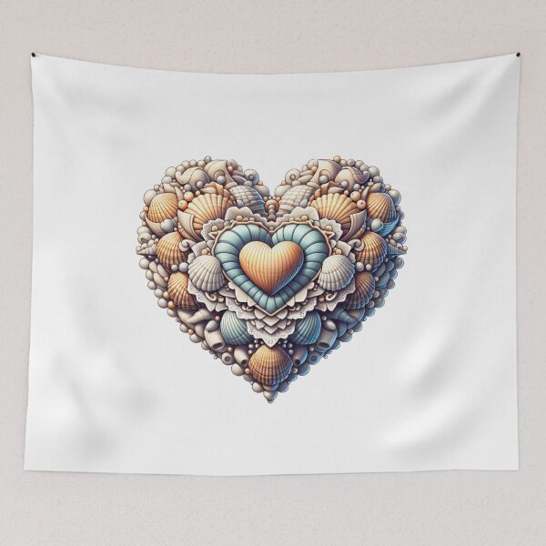 Item preview, Intricate Seashell Heart Art - Ocean-Inspired Love Illustration designed and sold by HustleBossLady247.