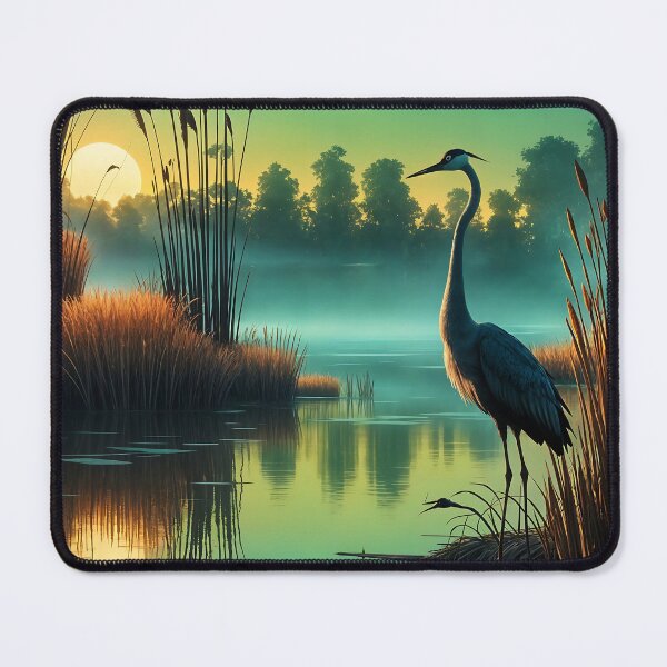 Item preview, Heron at Sunset in Misty Wetlands designed and sold by Auchi_Verse.