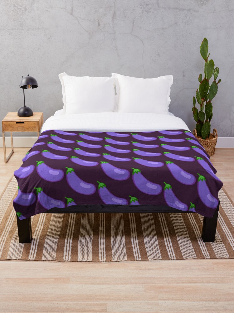 Eggplant Emoji Throw Blanket