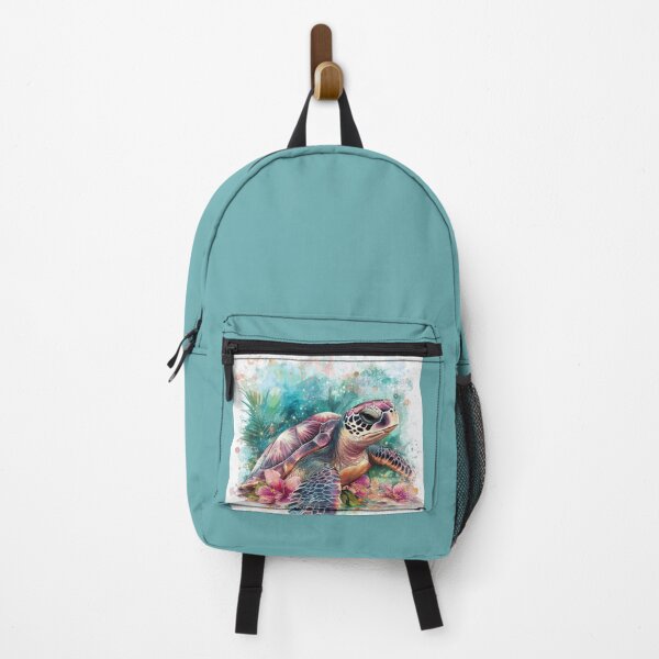 Item preview, Sea turtle with tropical flowers - Caribbean modern animal motif designed and sold by Naturzauber.