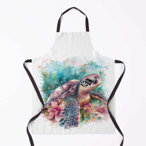 Item preview, Sea turtle with tropical flowers - Caribbean modern animal motif designed and sold by Naturzauber.