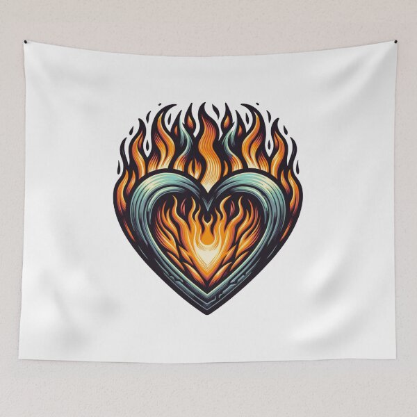 Item preview, Fiery Flaming Heart Art - Passionate Love Illustration designed and sold by HustleBossLady247.