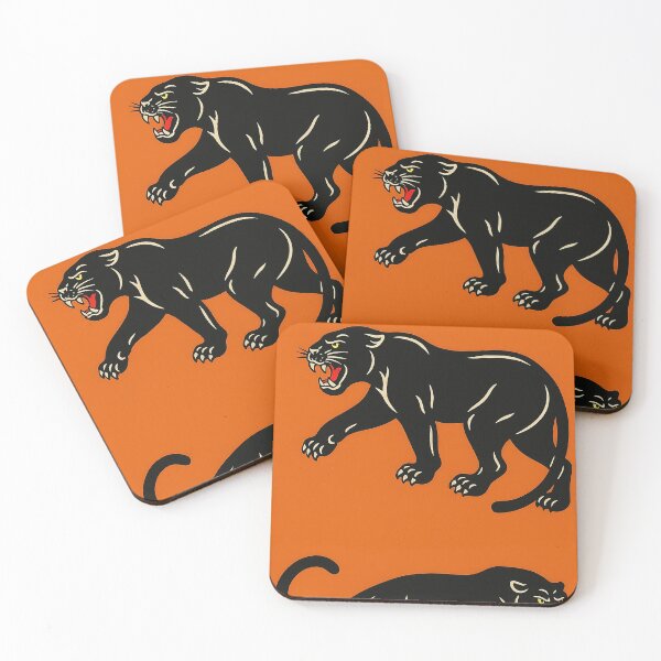 Item preview, Bold Black Panther Tattoo Style Art on Orange designed and sold by weirdfishes123.