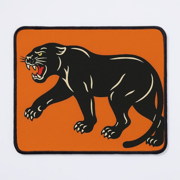 Item preview, Bold Black Panther Tattoo Style Art on Orange designed and sold by weirdfishes123.