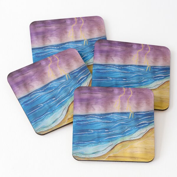 Item preview, Storm at the beach watercolor designed and sold by Raineylanes.