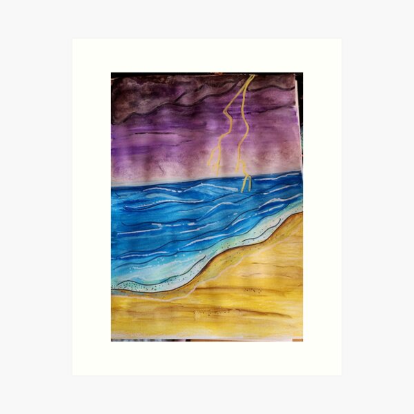 Item preview, Storm at the beach watercolor designed and sold by Raineylanes.