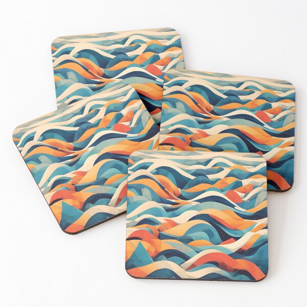 Item preview, Great waves of cubism and watercolor designed and sold by WhimsicalThredz.