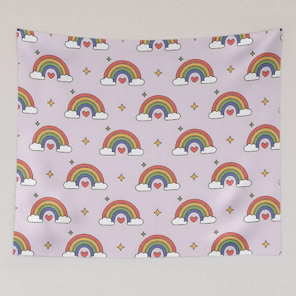 Item preview, Rainbow Pattern – Cute Minimalist Rainbow Design with Clouds and Stars designed and sold by subliman.