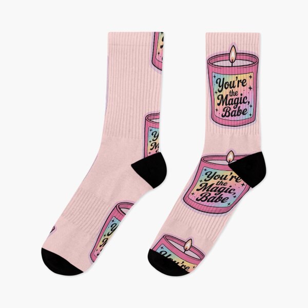 Item preview, Pink Candle Sticker – You’re the Magic Babe – Holographic Manifestation Quote |  Eva Kiseleva designed and sold by Eva Kiseleva.