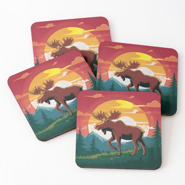Item preview, Vibrant Sunset Landscape with Majestic Moose designed and sold by AnimalAirtistry.