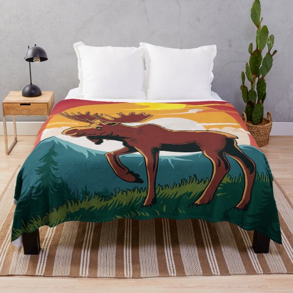 Item preview, Vibrant Sunset Landscape with Majestic Moose designed and sold by AnimalAirtistry.