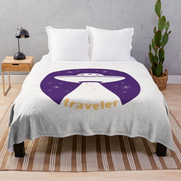Item preview,  Traveler – UFO Abduction Art with Stars in a Purple Night Sky designed and sold by LUV963.