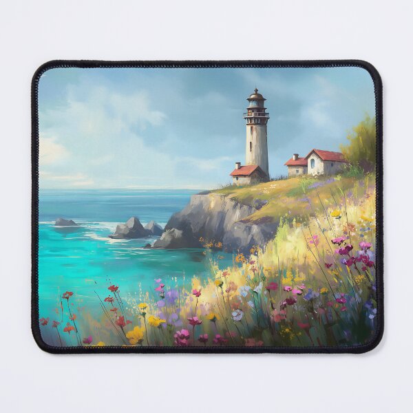 Item preview, Scenic Lighthouse Surrounded by Wildflowers designed and sold by Boddicca.